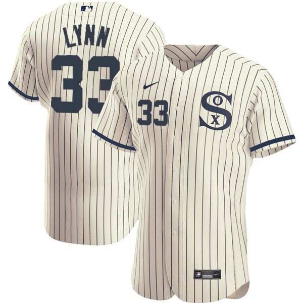 Men Chicago White Sox #33 Lynn Cream stripe Dream version Elite Nike 2021 MLB Jerseys